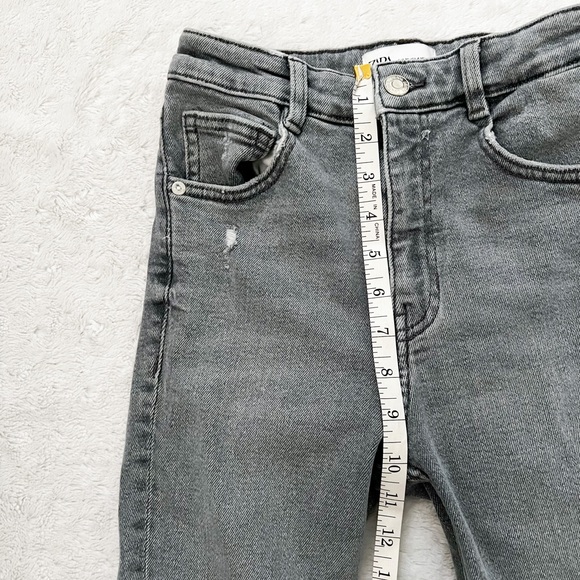 ZARA Gray High Rise Distressed Skinny Ankle Jeans - Picture 10 of 12